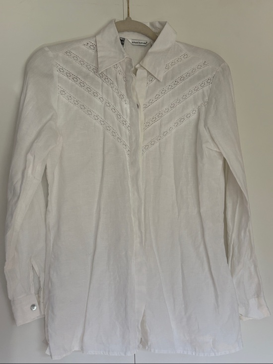 Richard Malcolm Tops - 100% Irish Linen & Lace button up shirt S
